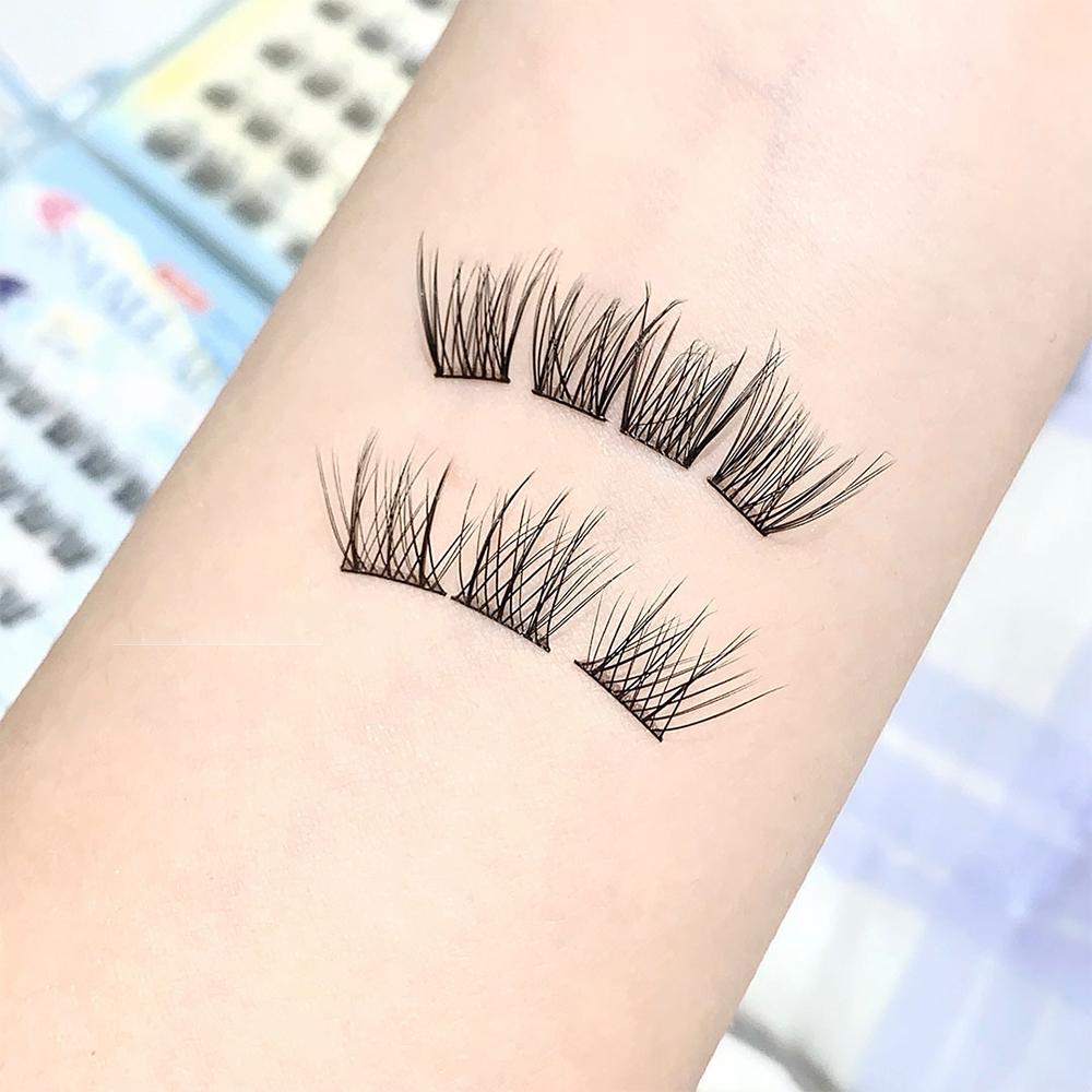 CAPPUVINI Glue-free False Eyelashes Straight Roots Distinct Light Natural Comfortable Segmented Upper Eyelashes