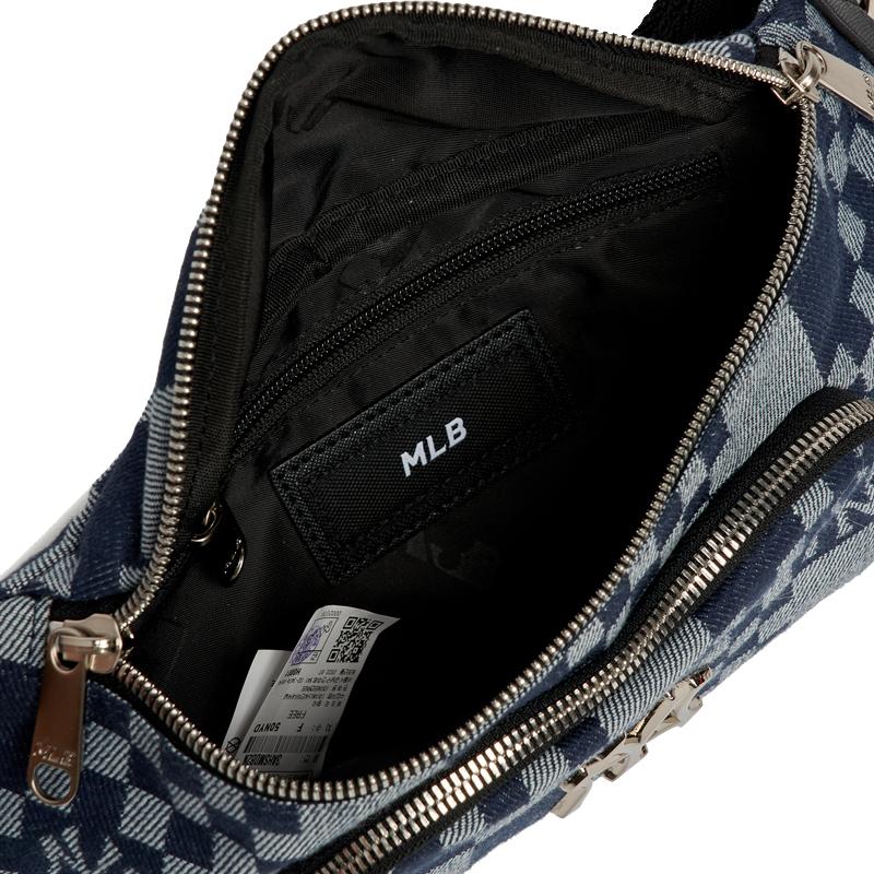 New MLB Synthetic Leather Combo Bag Fanny Pack Regular Unisex Denim Blue 3AHSM082N-50NYD