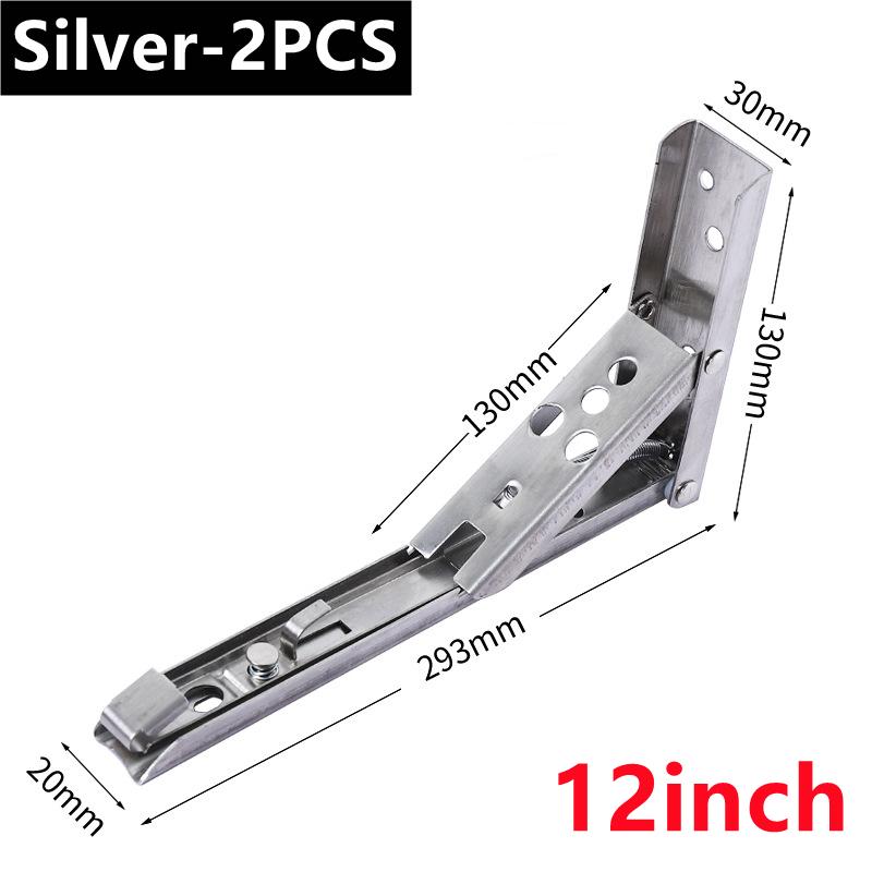 New 2PCS Folding Shelf Brackets 8-14inch Heavy Duty Stainless Steel Collapsible Shelf Table Work Space Saving DIY Bracket 2025
