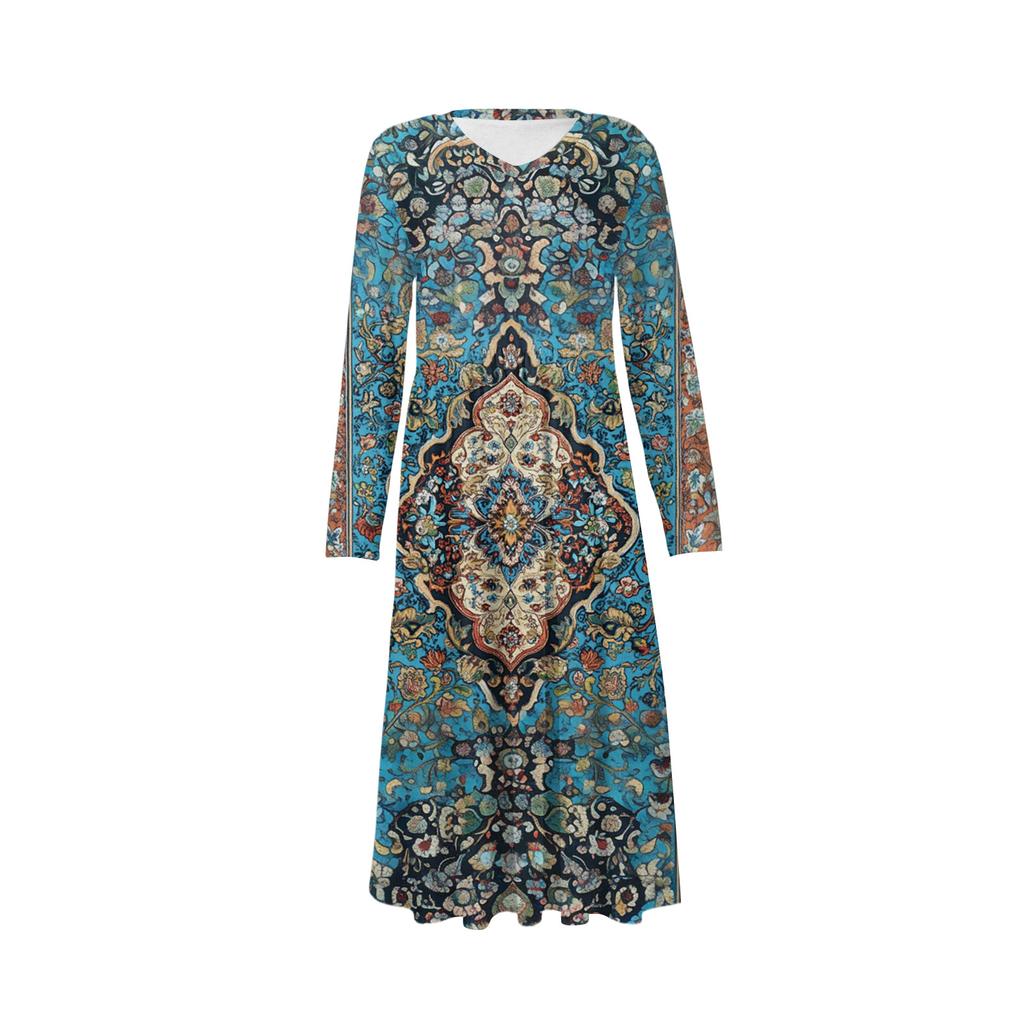 Women's Fashion Dress Spring V-neck Long Sleeve Dress