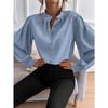 Shirt Women's Hot Style Half Open Collar Solid Color Loose Long Sleeve Elegant Temperament
