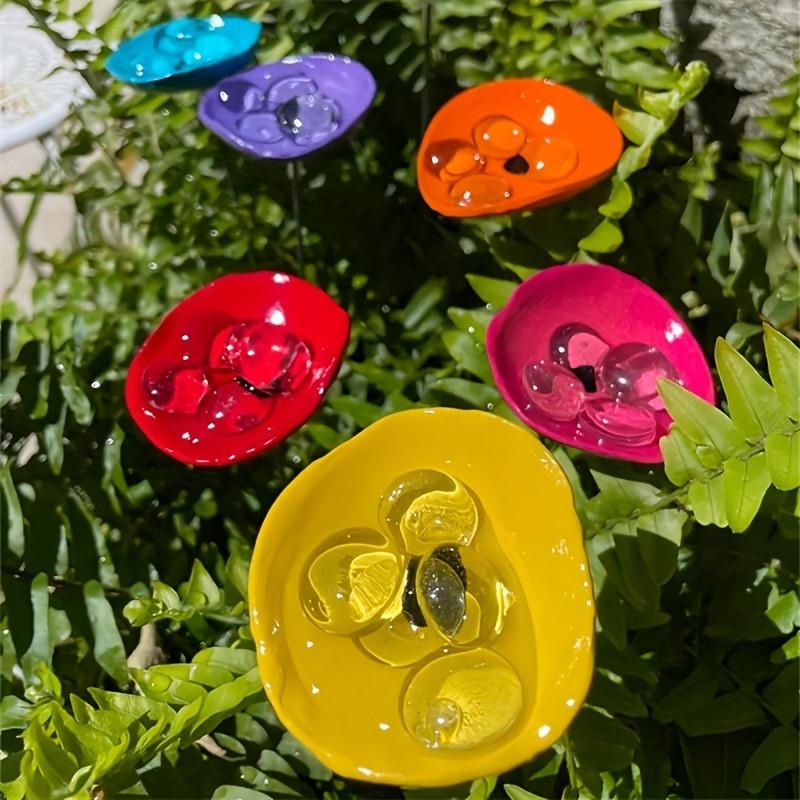 Mini Poppy Flower Stakes Bee Cups