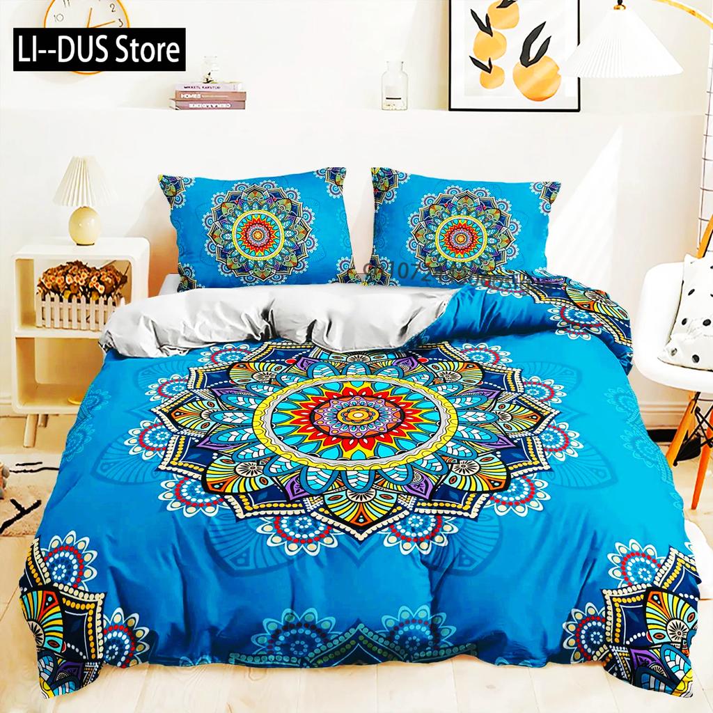 3d Bohemiskt Sängklädesset Boho Blommor Påslakan Örngott Queen King Size 2/3st Sänglinne För Kvinna Par