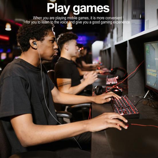 Wired Earphones In-Ear Noise Reduction Deep Bass Headphones with Microphone and Volume Control for Smartphone Laptop Computer