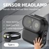 Smart Sensor Headlamp Mini Magnetic Work Light Featuring 6 Light Modes EDC Portable Clip On Flashlight with for Emergency Repairs Outdoor