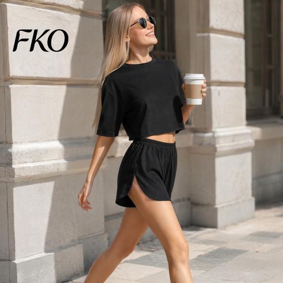 Summer Sleepwear Women Women's 2 Piece Pajama Sets, Soft Short Sleeve Top Cotton Set And Shorts Sleepwear, Crew Neck Pjs Lounge