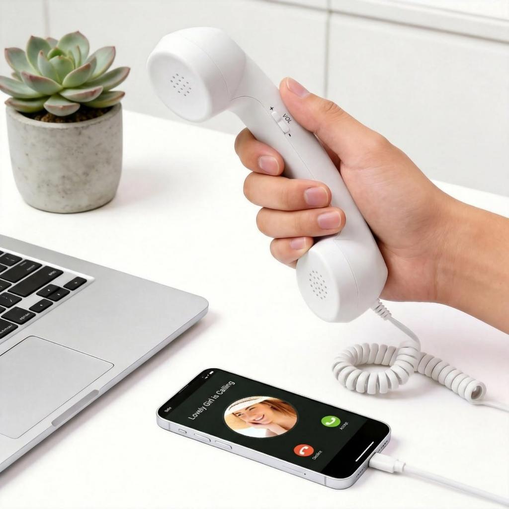 Retro Phone Handset,Retro Phone Handset for iPhone,Type-C Vintage Wired Plug in Handheld Cell Phone Receiver with Microphone,for Cell Mobile Video