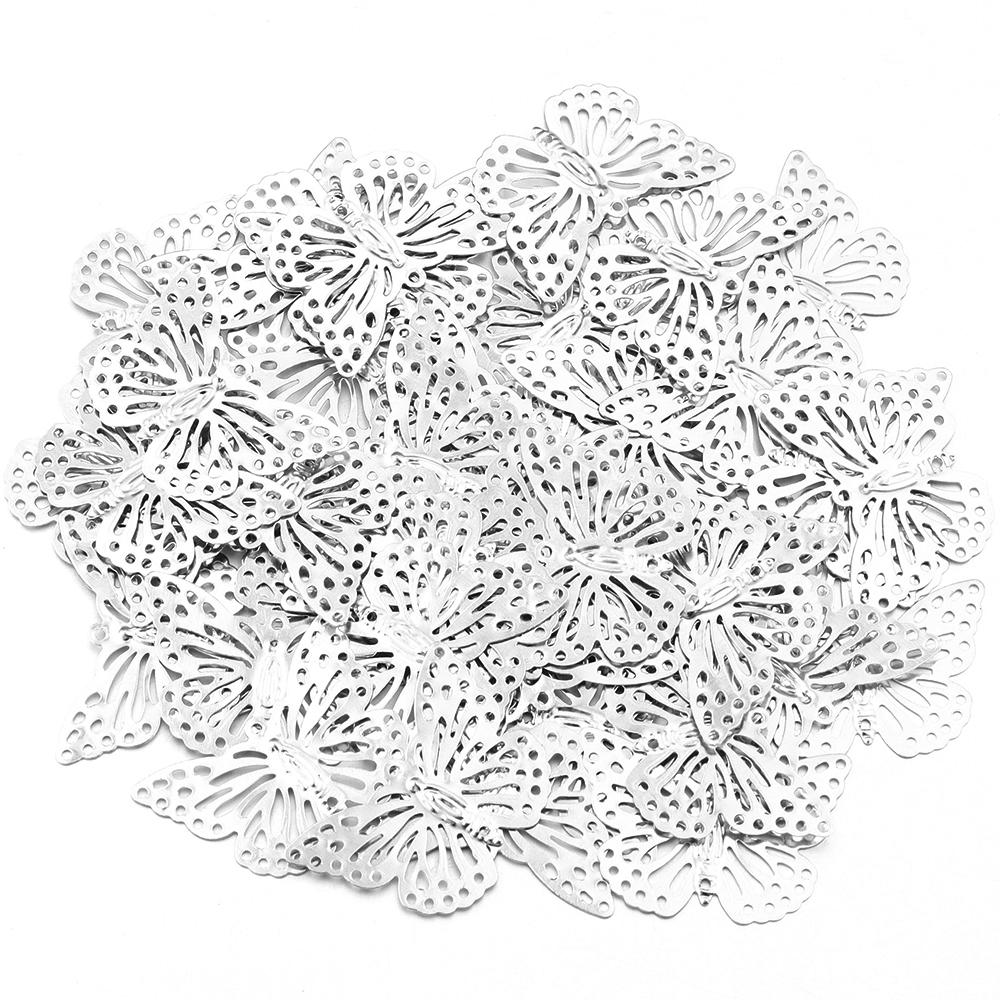 30-50pcs/Lot Iron Hollow Butterfly Accessories DIY Home Decoration Charm Beads for Jewelry Making Hair Accessory Production