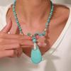 Turquoise Beaded Necklace High-end Natural Stone Pendant Versatile Jewelry Turquoise Necklace