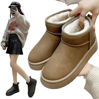 Scarponi da neve universali in peluche per l'inverno da uomo a fondo piatto a tubo corto scarpe di cotone da donna con suola spessa stivali da neve caldi