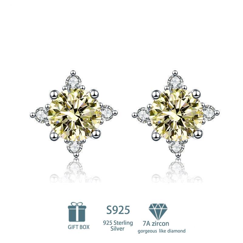 Tancise Klassische 925 Sterling Silber Rosa Gelb 7A Zirkon Ohrringe Tropfenohrringe für Frauen Hochzeit Party Geschenke