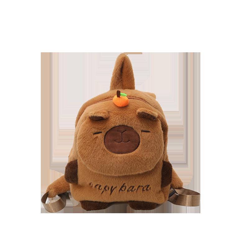 New Cute Backpack Cute Girl Versatile Storage Bag Cartoon Plush Capybara Doll Backpack Bag