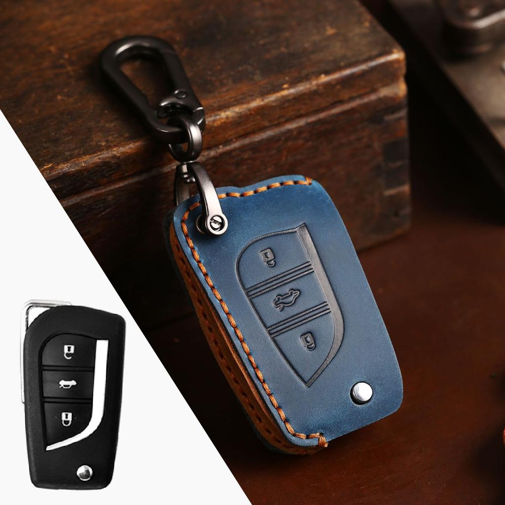 Car Key Cover, Suitable for Toyota Key Cover, Old Folding Car Key Bag, First Layer Cowhide