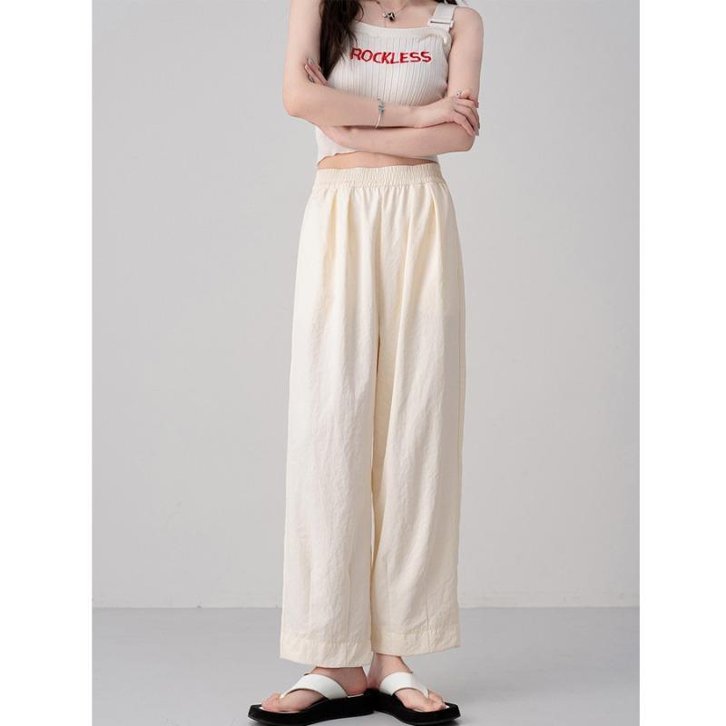 High Waist Retro Style Wide Leg Tapered Pants Women's Summer Thin Loose and Thin Lazy Casual Harlan Nine-point Sweatpants