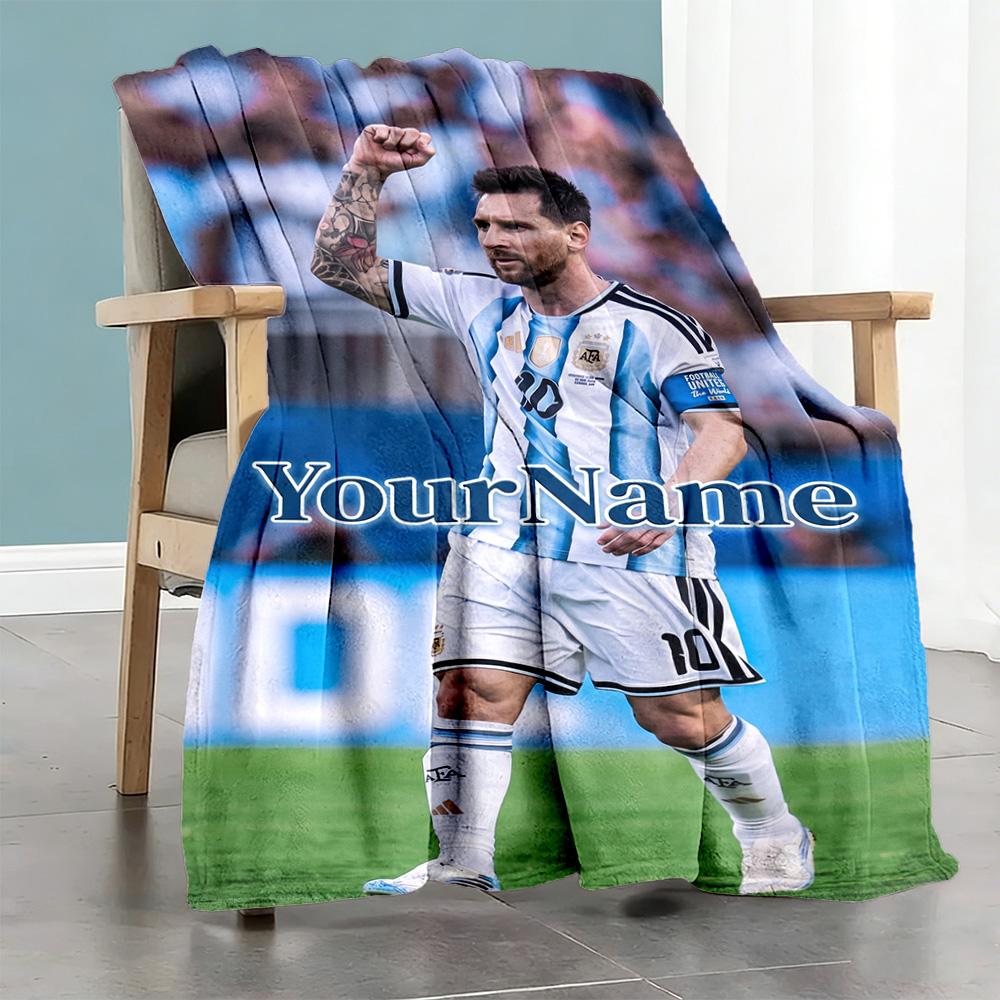 Messi 13 Customize Your Name Blanket Gift Customizable Blanket Soft Warm Cozy Throw For Office Chair Home Decor Couch Bed Four Seasons Universal