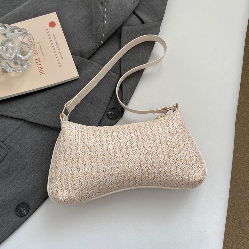 Single-shoulder Underarm Trendy Woven Cherry Style Beach Tote Bag for Women