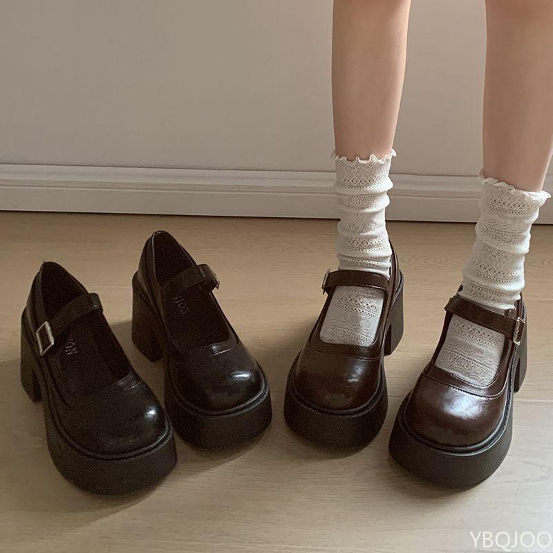 Vintage Elegant Minimalist Women's Single Shoes New Spring Solid Color Fashionable Versatile Thick Platform Women Shoes