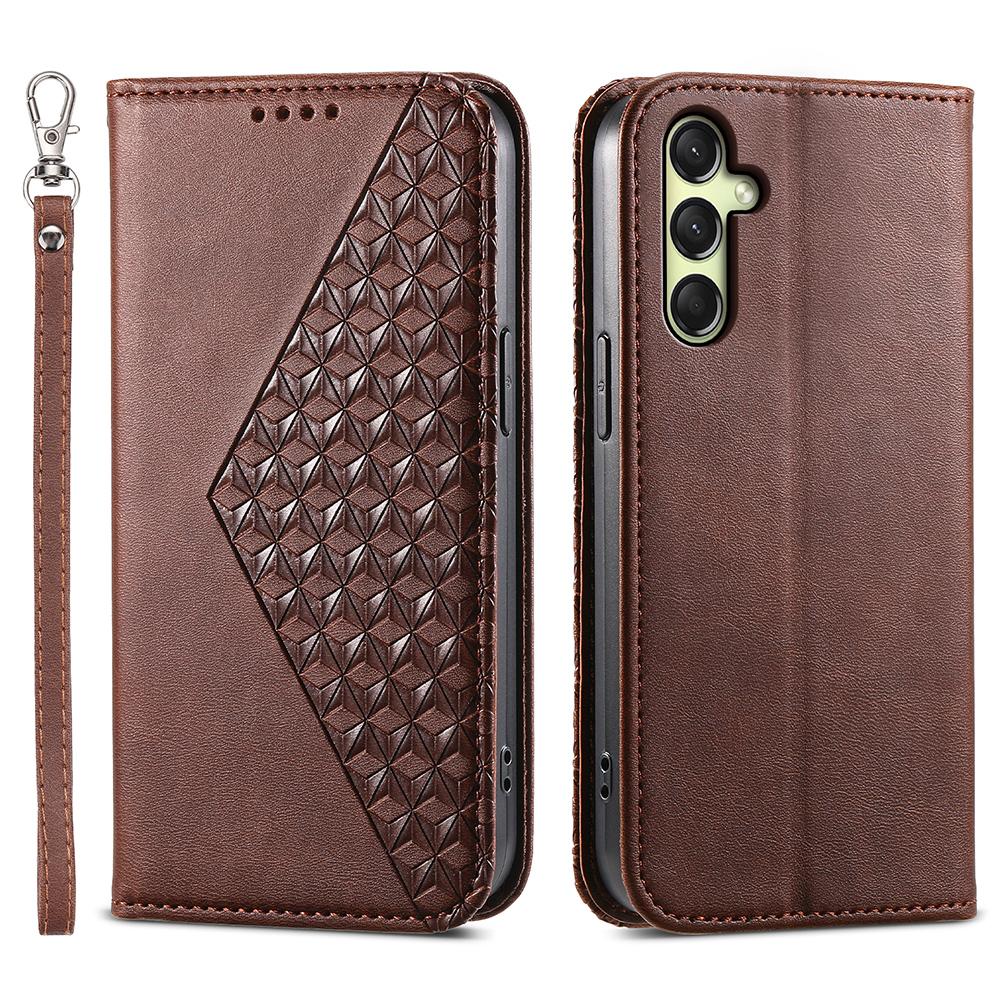 

For Samsung Galaxy A26 5G Case Calf Texture PU Leather Phone Cover with Wallet Brown
