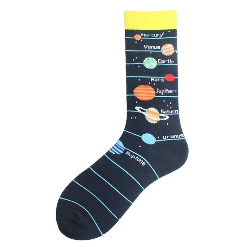 Happy Colorful Funny Socks Men Skateboard Shark Dinosaur Astronaut Planet Divertidos Hip Hop Sokken Harajuku Unisex Crew Socks