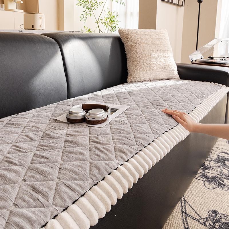 Nordic Plush Winter Sofa Cushion - Thickened, Non-Slip, Rectangular Bun Design.