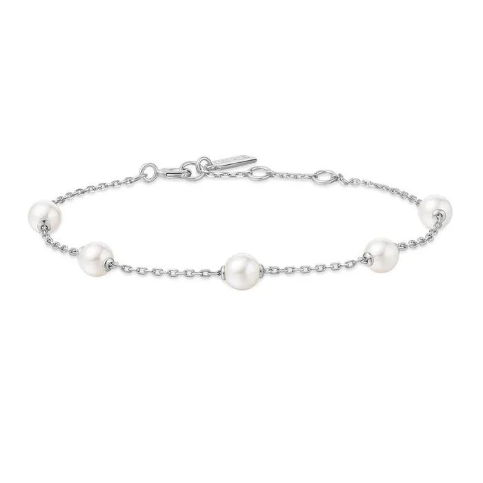 Silver Pearl Station 925 Silver Bracelet B065-01H.