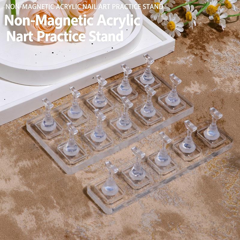 5/10 Grid Non-Magnetic Nail Stand Nail Sample Display Stand Nail Training Stand With Tray For Nail Polish Tips Nail Painting