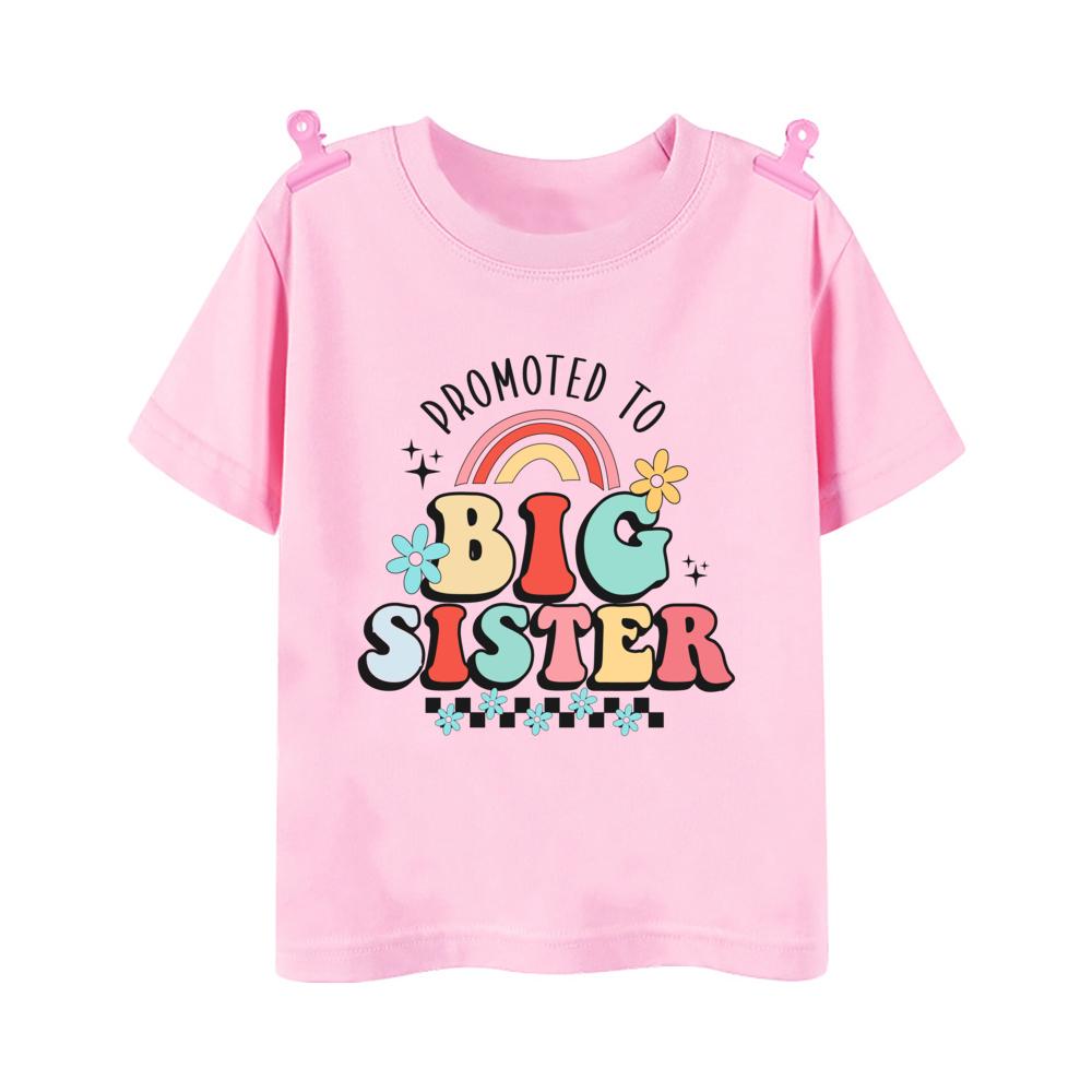 Summer Clothing Upgraded to Big Sister Printed Baby Announcement Shirt, Children's T-shirt, Kids' Short-sleeve Top