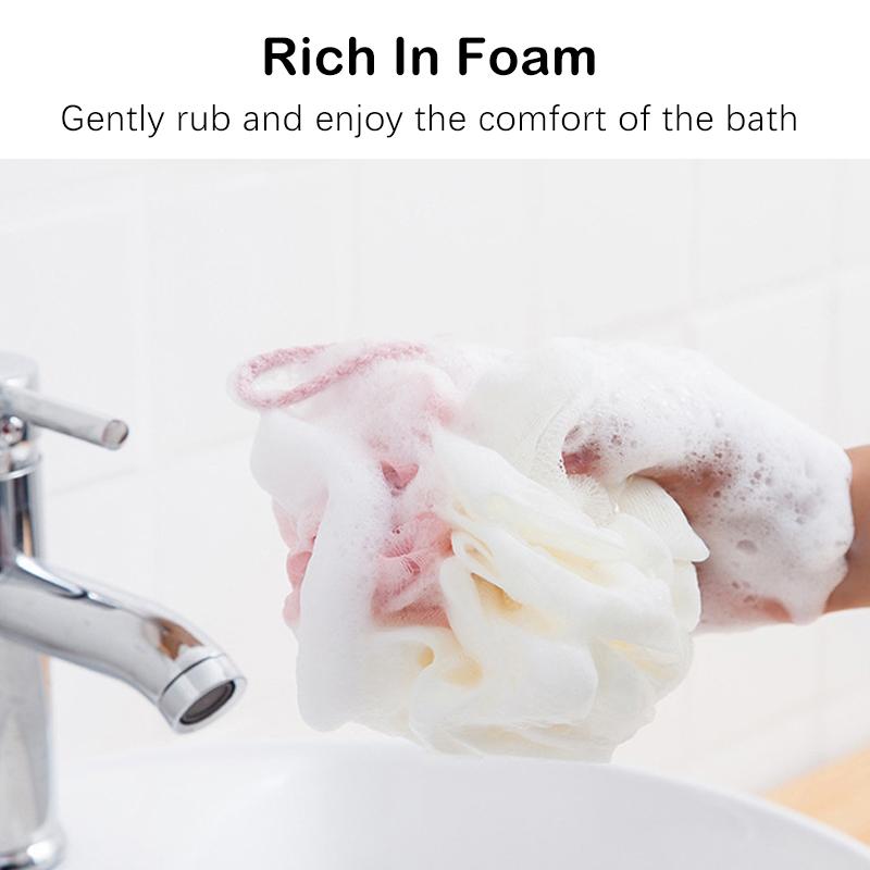 Weiche Netz Badeschleifen Hautreinigungsbürste Duschpuff Körperreiniger Peeling-Schwämme Badeblume Badezubehör