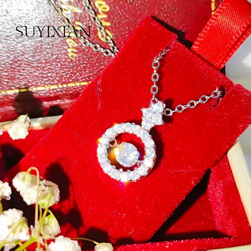 925 Sterling Silver Fashion Exquisite Beating Heart Zircon Necklace Birthday Party Anniversary Gift