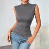 Women's Sleeveless Turtleneck Slim Fit Stretch Basic Casual Tank Top Soft Fabric Comfortable Fit Suitable for Layering and Everyday Wear