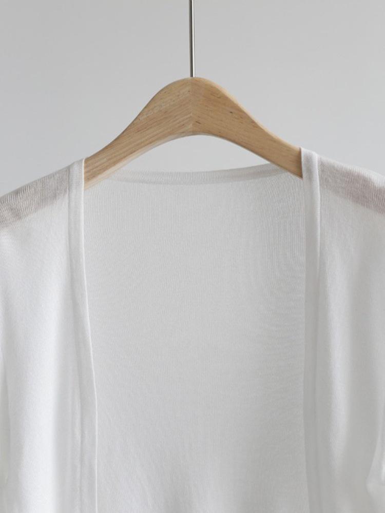 

Женский кардиган из ледяного шелка для защиты от солнца - Летняя шаль, Легкая куртка для кондиционирования воздуха, Короткая накидка XL (63-70 kg) белый