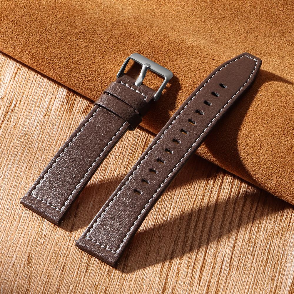 22mm 20mm Leather Strap for Samsung Galaxy Watch 6 5 4 40mm 44mm Gear Band Vintage Bracelet for Xiaomi Redmi Watch 3 Active/Lite