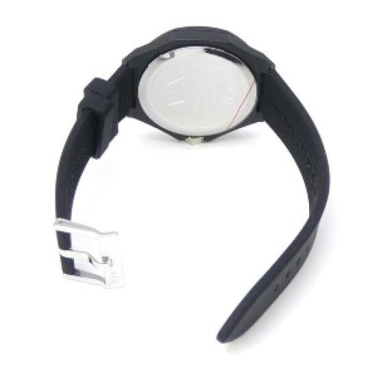 Open Box Armani Exchange AX4600 Classic Signature Quartz Watch – White Dial, Black Silicone Strap