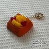 Realistic Artificial Fruit Puff Pastry Keychain With Sturdy Gold Key Ring For Backpack Decoration Cute Gift For Dessert Lovers