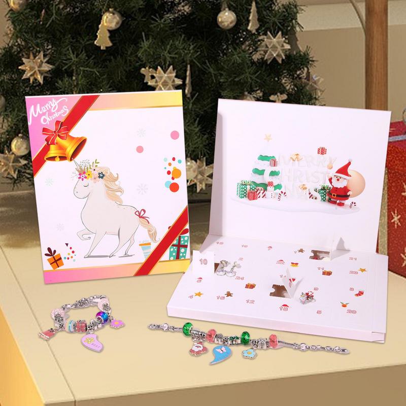 Unicorns Christmas Countdown Calendar Blind Box Set Countdown Calendar Advent Christmas CharmsBracelet Set Christmas Child Gift