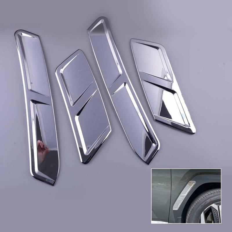 4Pcs Car Front Rear Left Right Wheel Eyebrow Stickers Trim Side Cover Chrome Silver ABS Fit for Hyundai Tucson NX4