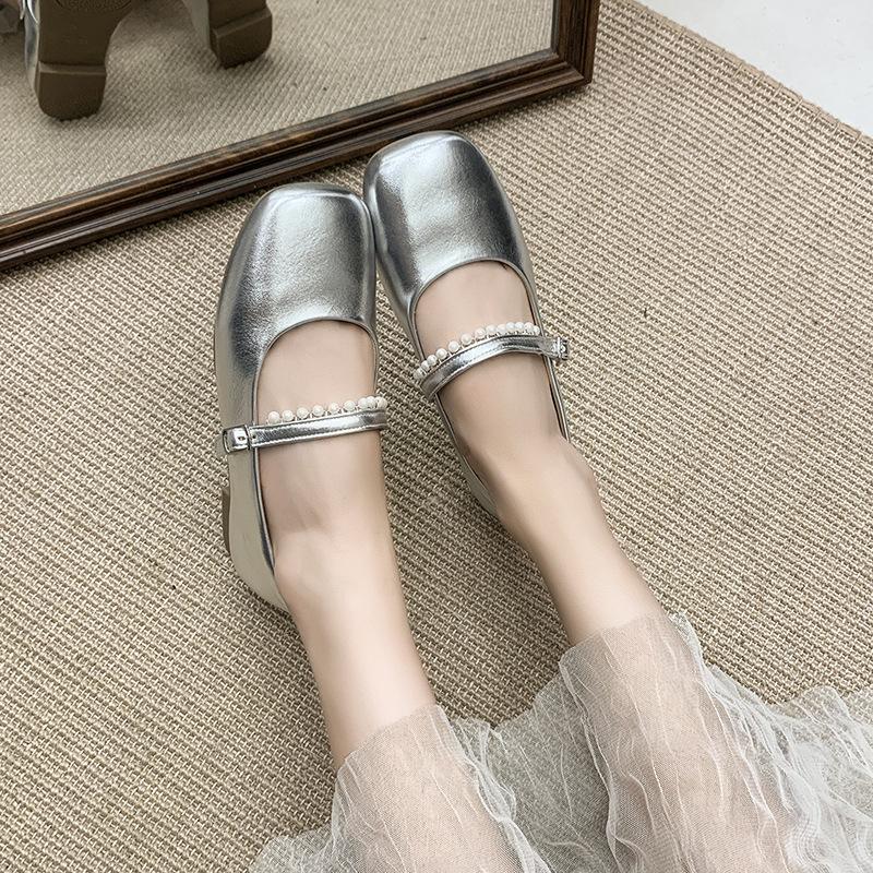 Schuhe flachsohlige Einzelschuhe Damen neue Sommer Mary Jane Schuhe mit Röcken weichsohlige Beanie Schuhe