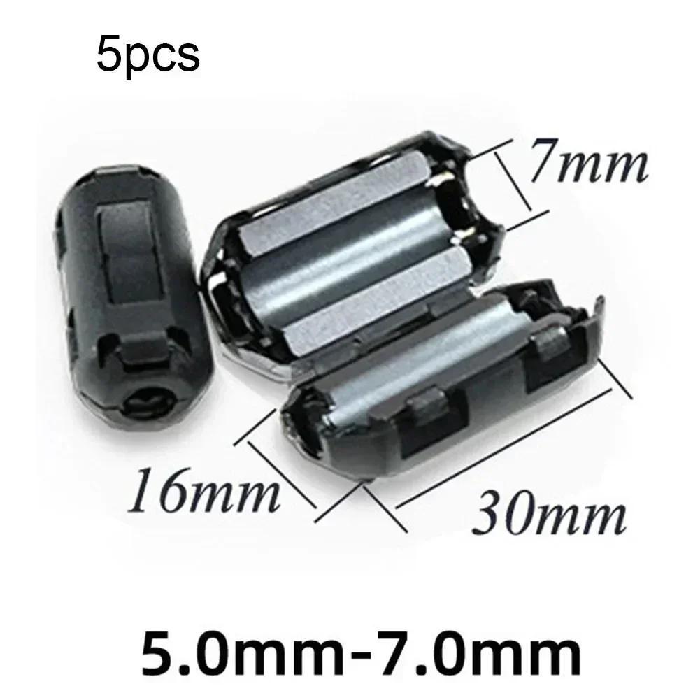 5pcs 3.5/5/7/9/13mm Toroidal Core Ferrite Bead Clip Choke RFI Noise Filter Clip For Power Cord USB Antenna HDMI Audio Cable