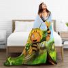 Maya The Bee With Flowers Blanket Cartoon Soft Comfortable Plush Throw Blanket For Couch Bed Camping Flannel Bedspread Bed Cover