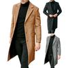 Coupe-vent pour hommes, couleur unie, col rabattu, simple boutonnage, épais, droit, longueur aux genoux, manteau Long de Style britannique, automne et hiver