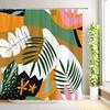 Boho Tropical Palm Leaves Shower Curtain Aesthetic Abstract Green Leaf Floral Plant Minimalist Modern Bathroom Decor with Hooks