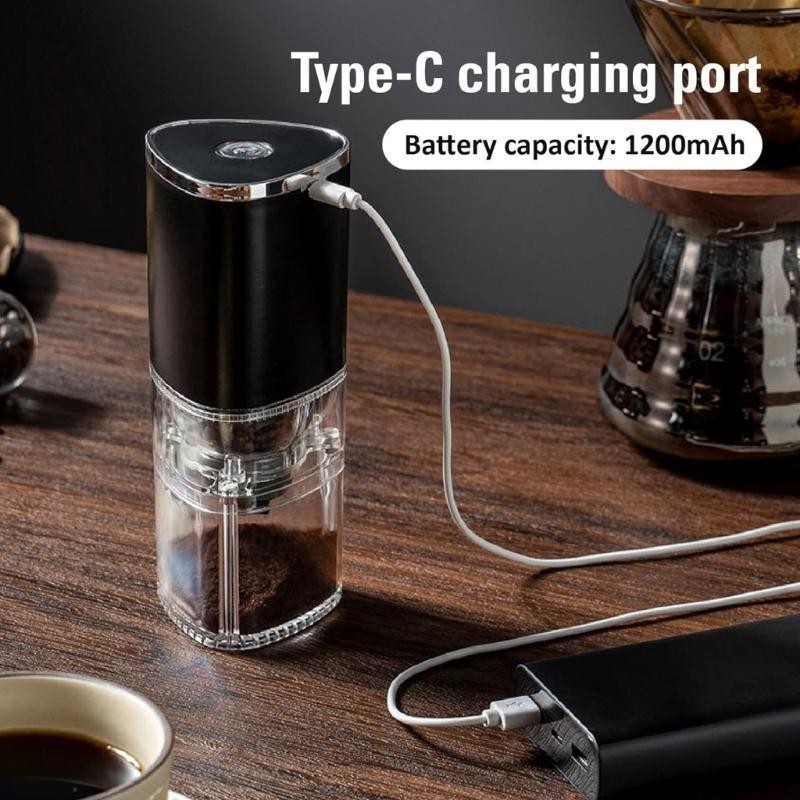 Electric Coffee Grinder Adjustable Grind Settings Plastic Coffee Mill Portable Coffee Bean Grinder for Outdoor Portable