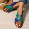 Women's Round-toed Beach Flip-flops with Large Cross-strap Flat Shoes