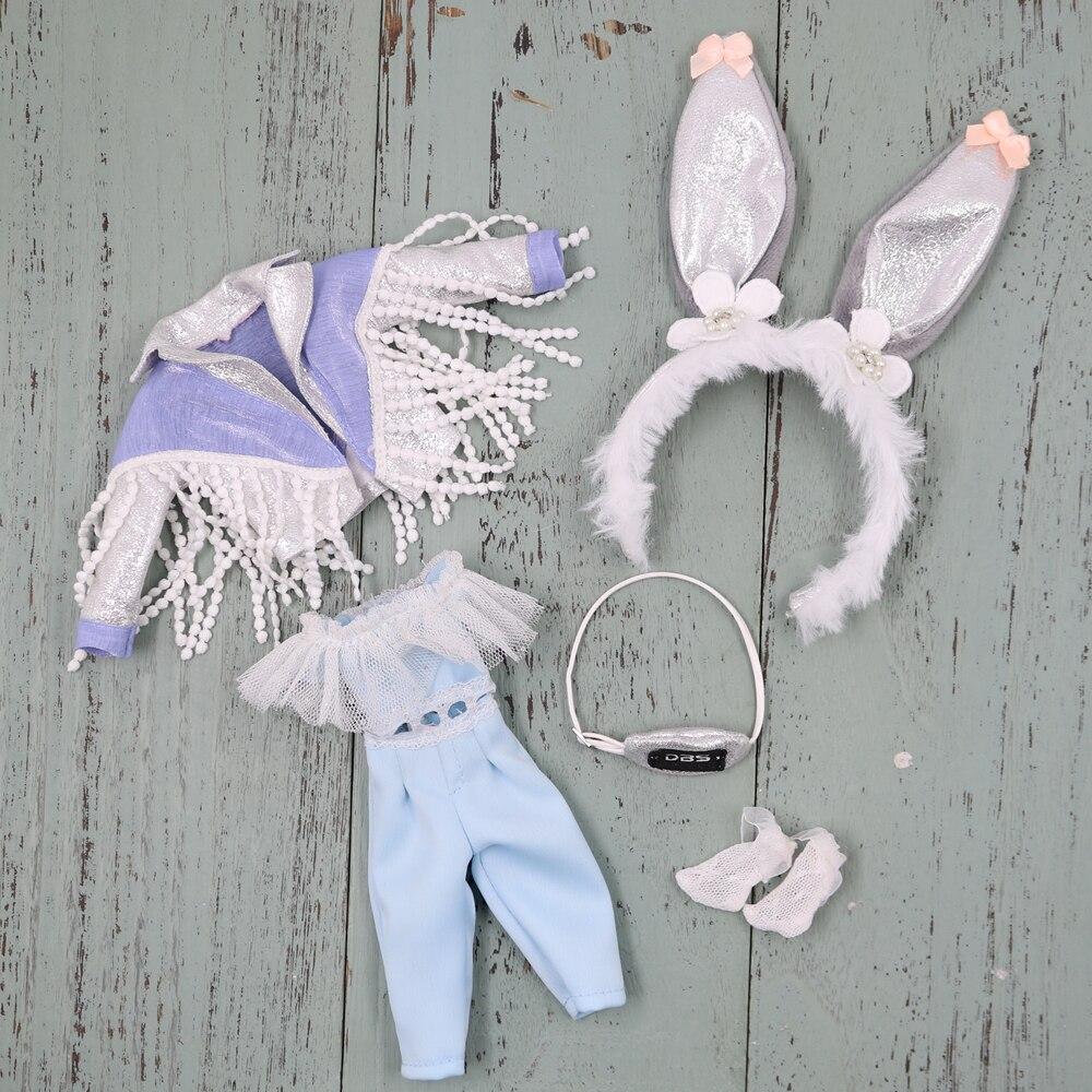 Outfits For ICY DBS Blyth Doll Rock Bunny Idol Dress With Glasses Fashion Suit 1/6 BJD Ob24 Cosplay Anime Girl