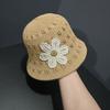 Flower Hollow Woven Bucket Hat Women Spring and Summer Travel Show Face Versatile Plain Bucket Hat Basin Hat