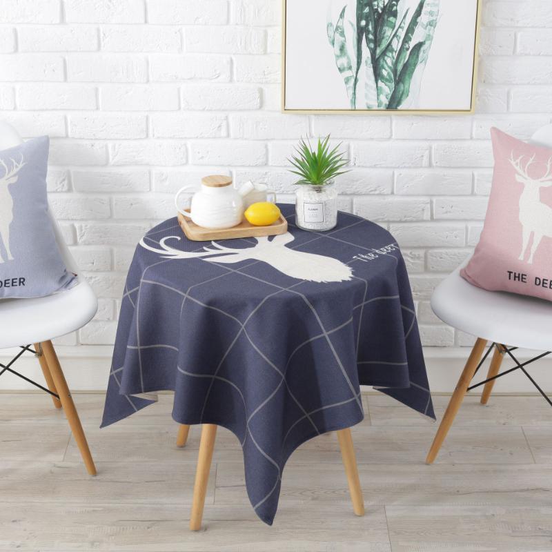 Nordic Deer Printing Decorative Fabric Cover Towel Living Room Balcony Fashion Small Tablecloth Dustproof Square Tablecloth