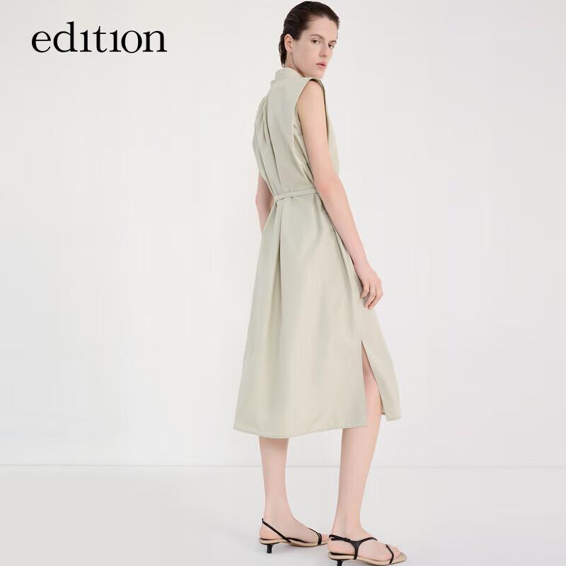 Edition Women's Sleeveless Stand-up Collar Cotton Shirt Dress