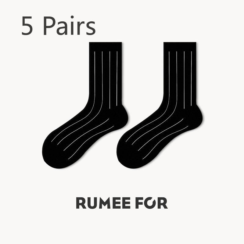 5 Pairs of Female Spring and Autumn Stripes All Wear Outside The Tube Socks