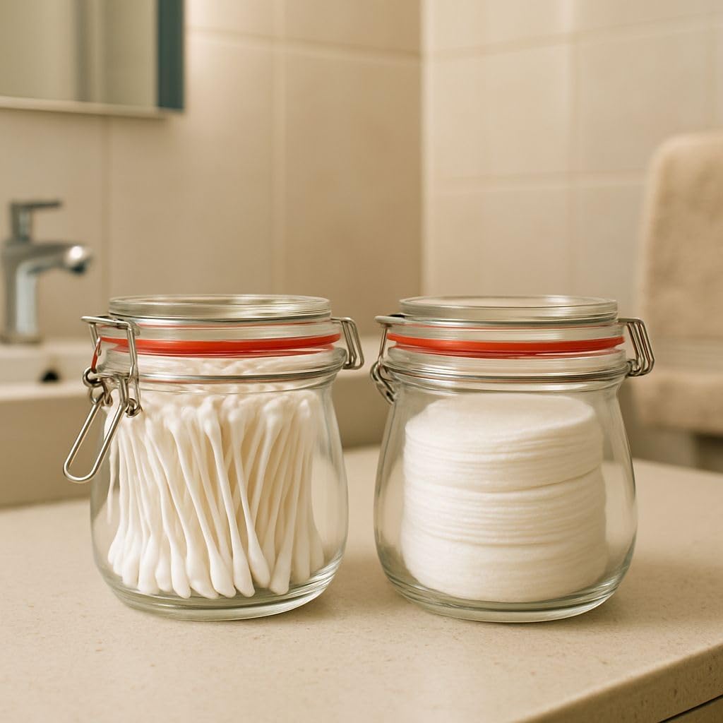 

Set of 2 Airtight Glass Jars 17oz, Clear Wide Mouth, Kitchen Pantry Organizer for Coffee, Tea, Grains, Cookies, Candies United States