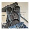 Women Vintage Multi Pocket Denim Backpack with Adjustable Strap for Daily Commute